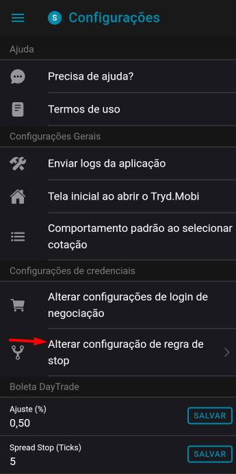 alterar configuracao de regra stop no menu configuracoes trydmobi.png